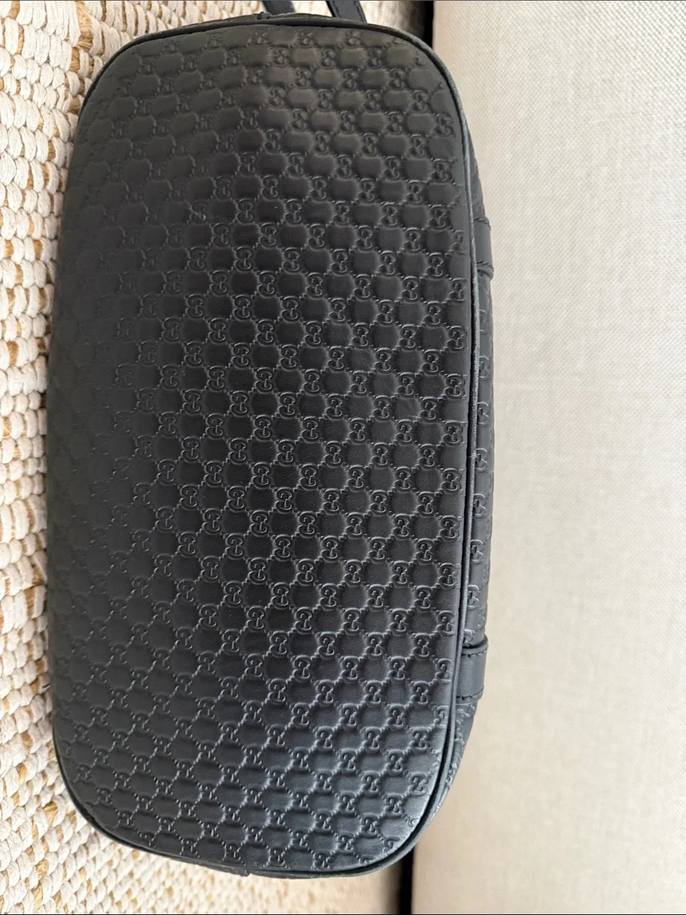 Gucci Black Embossed GG Dome Satchel with Gold-Tone Hardware